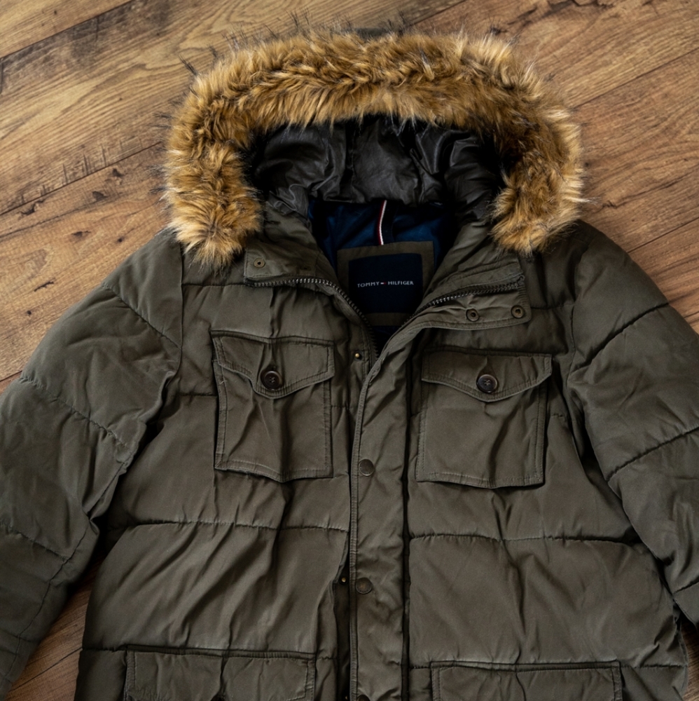 Tommy Hilfiger Mens Hooded Parka Forest Green Size Large